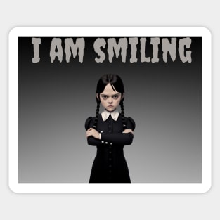 Wednesday Addams  Style -  I am smiling Sticker